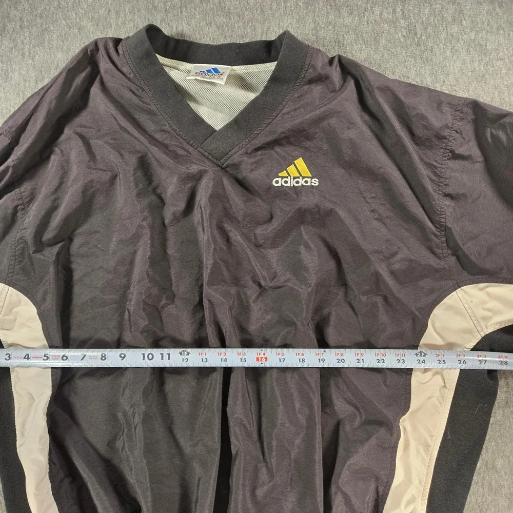 Vintage Adidas Windbreaker Mens XXL Black V-Neck Mesh Lined Pullover‎ Gorpcore
